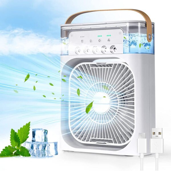 Portable Air Conditioner Fan 7 Color Changing Light Personal Air Cooler Desk Cooling Fan (Big / 1 Pc)